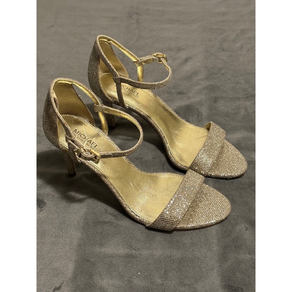 Michael Kors Women's Simone Leather Snake Embossed Evening Sandals Size 7
